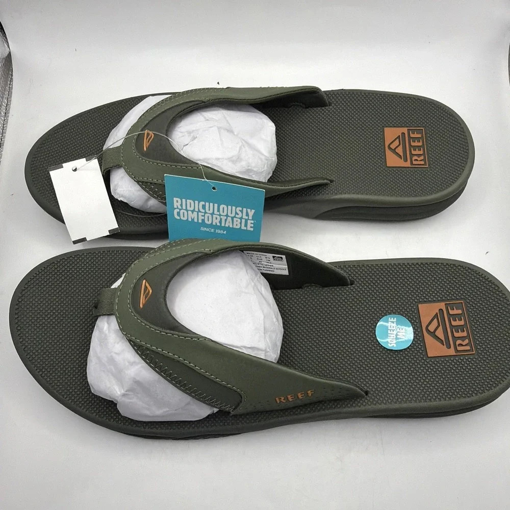Reef Mens Cushion Fanning Flip Flops Water Friendly Comfort Beach Sandal Size12